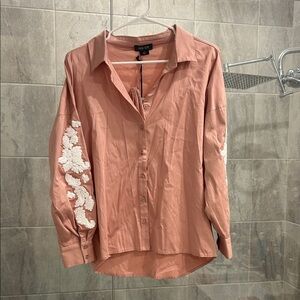 AXO Pink Button Down Shirt with White Embroidery